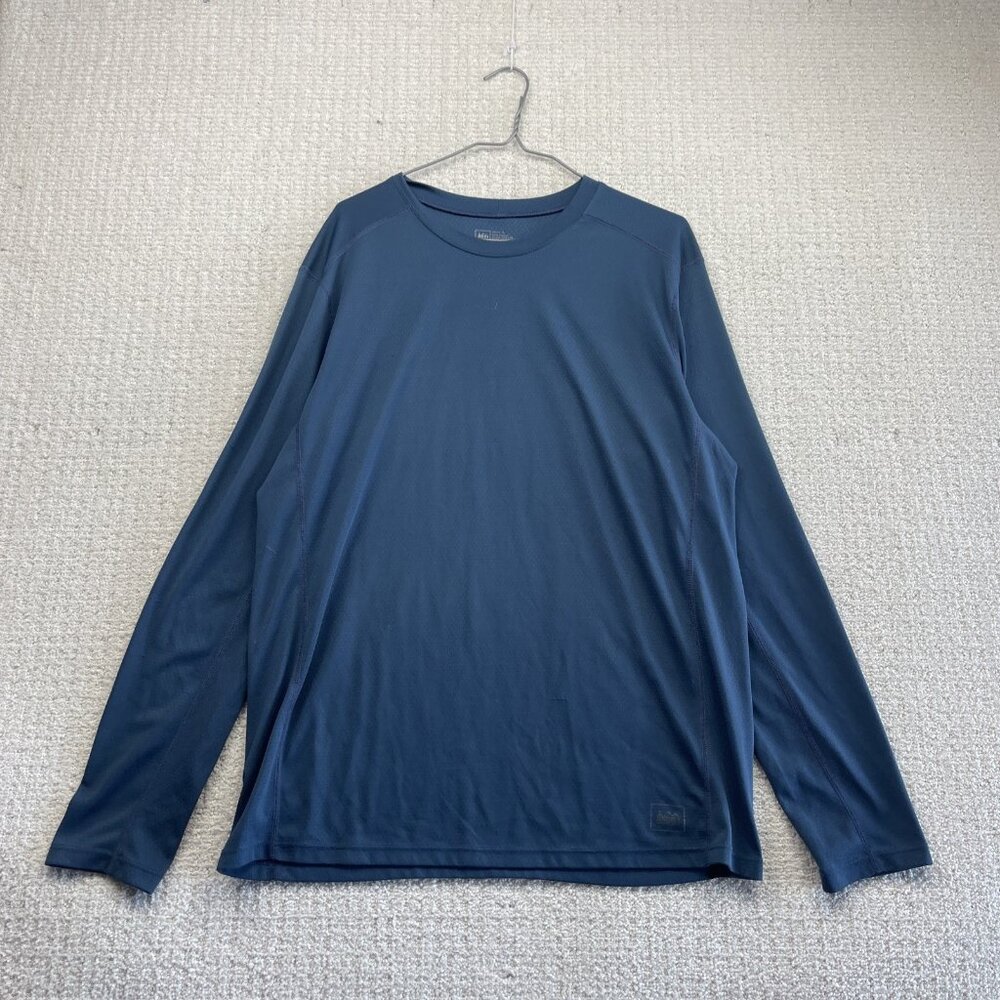 REI MTS Long Sleeve Base Layer Hiking Stretch Blue Men Sz L USA Made Outdoor